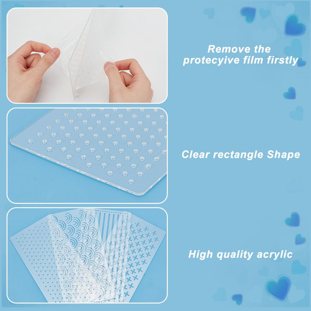 4 stencil personalizzati in acrilico trasparente Sashiko, 10 x 20 cm, modello per ricamo, strumento per trapuntatura, stencil da disegno, per trapuntatura a mano e ricamo