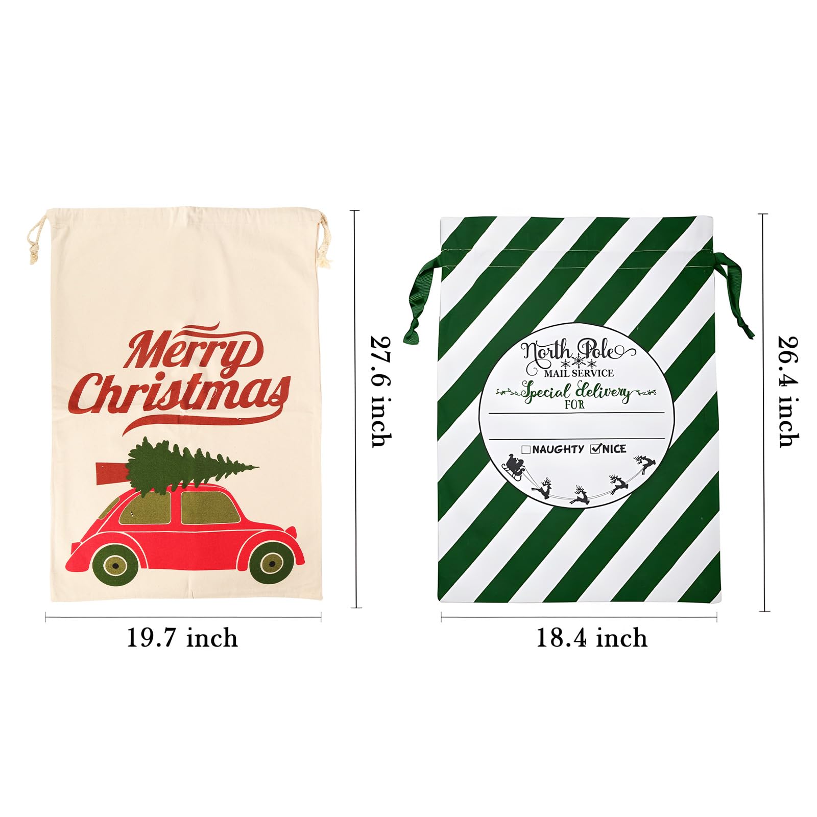 LDIWEE Paquete de 6 bolsas de lona de Navidad, bolsas de regalo reutilizables grandes con cordones, bolsas de regalo personalizadas para Navidad, Acción de Gracias, Año Nuevo, suministros de fiesta