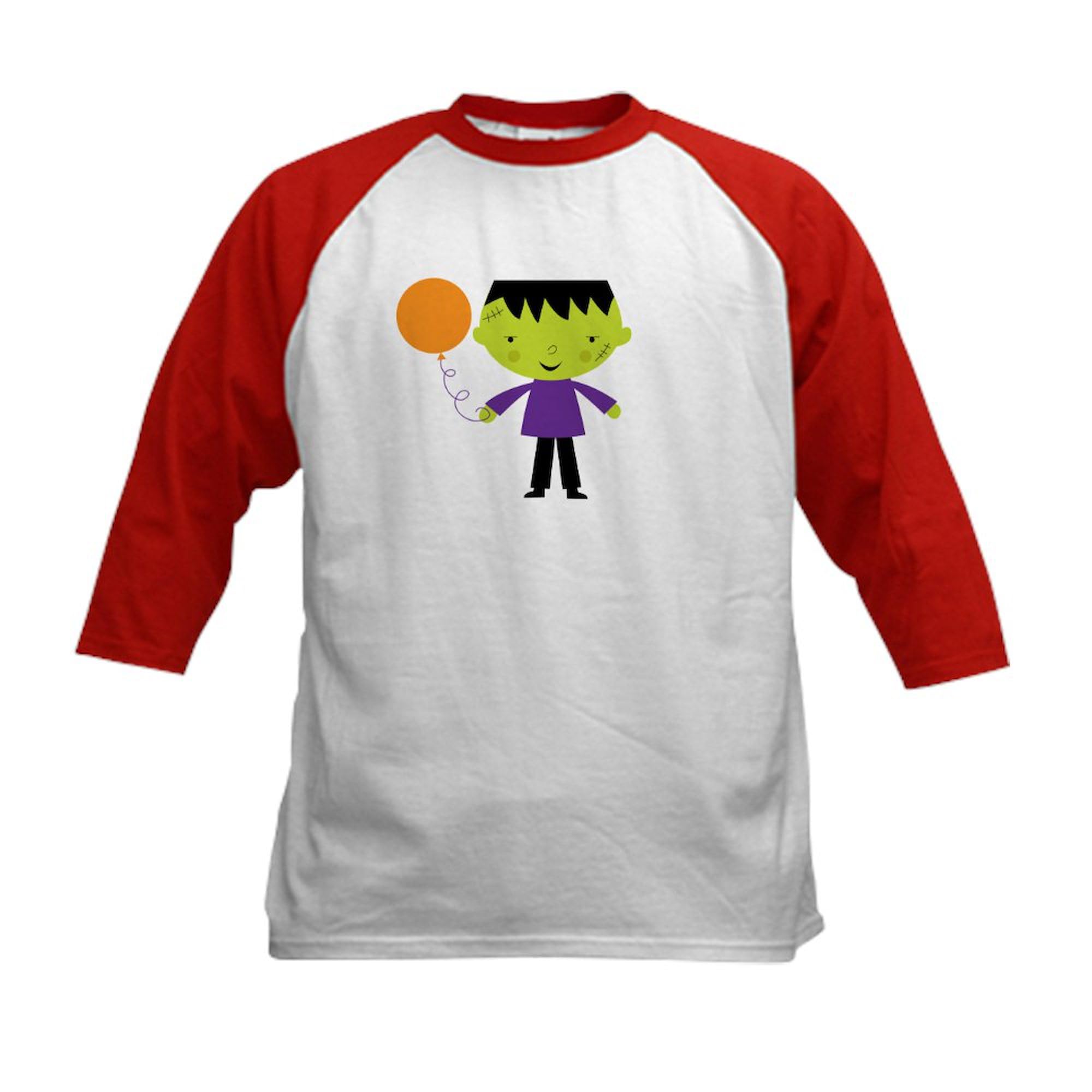 CafePress Halloween Monster Cute Kids Baseball Jersey Kids Cotton Baseball Jersey, 3/4 Raglan Sleeve Shirt Red/White