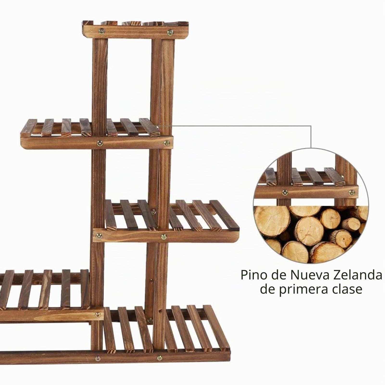 Estantería para flores, estantería de madera para jardín, soporte de flores de varios niveles, escalera para plantas, balcón, escalera, exterior, estantería de madera para interior, balcón, salón,