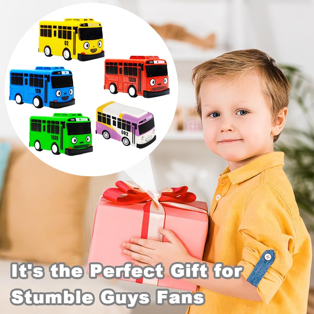 MaSif Autobús Juguete 5 PCS, Modelo de Autobús con Rueda para Niños de 3 Años en Adelante - Multicolor