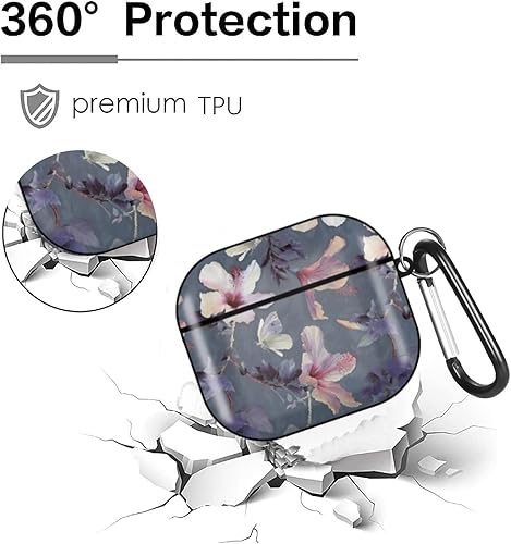 Miniatura 3 de CoKi - Funda protectora a prueba de golpes para AirPods 3 (2021), caja de carga de auriculares inalámbricos, bonita funda de hibisco con flores de