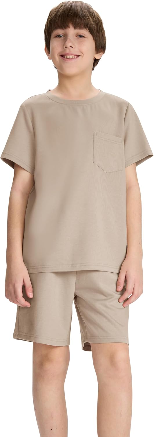 MoFiz Boy's Short Set 2 Piece Crewneck T-Shirt and Short Outfits Summer Casual Sets for Kids - Image 7