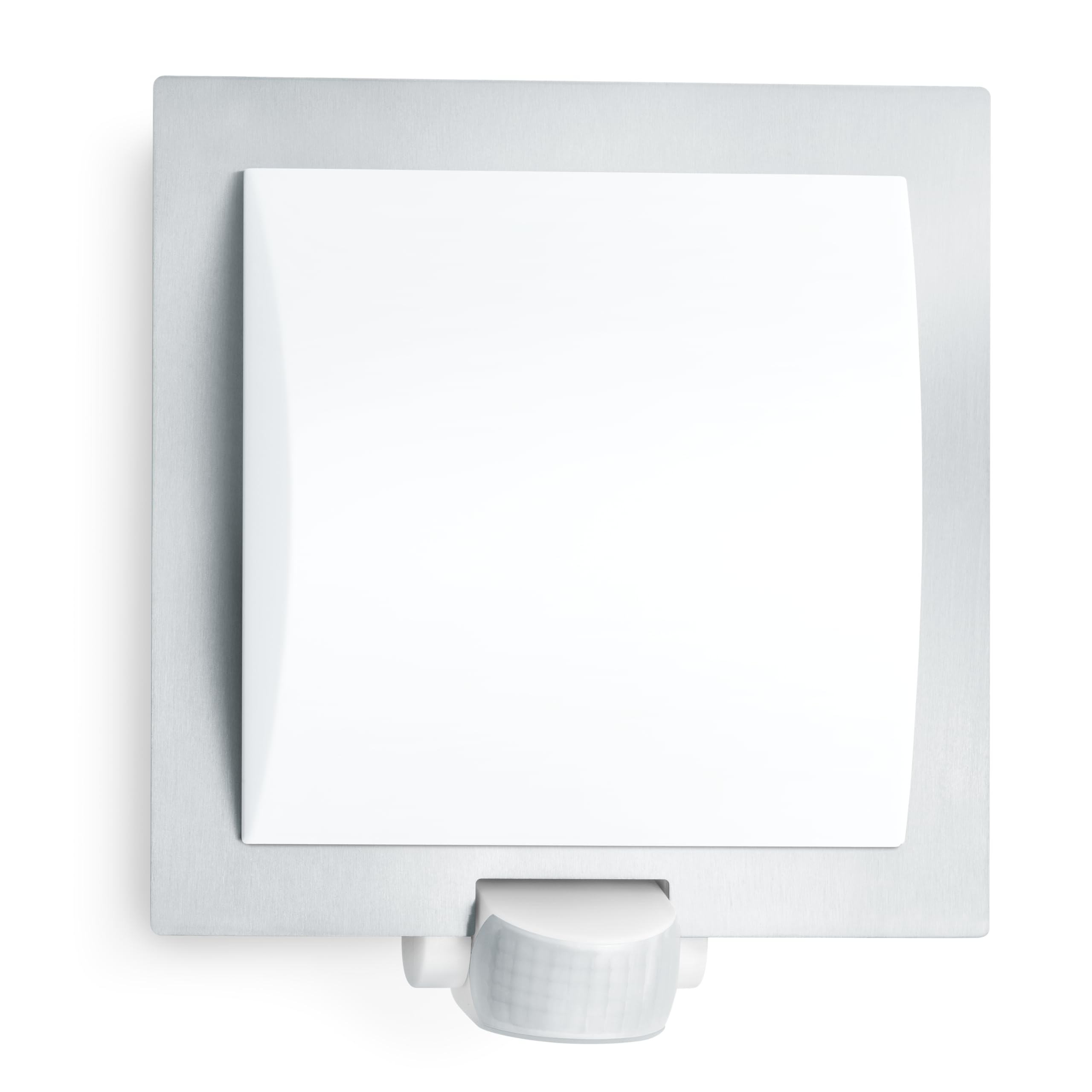 Steinel Außenleuchte L 20 S silber, Wandleuchte mit 180° Bewegungsmelder, Max. 10 m Reichweite, schlagfest, E27, Max. 60 W