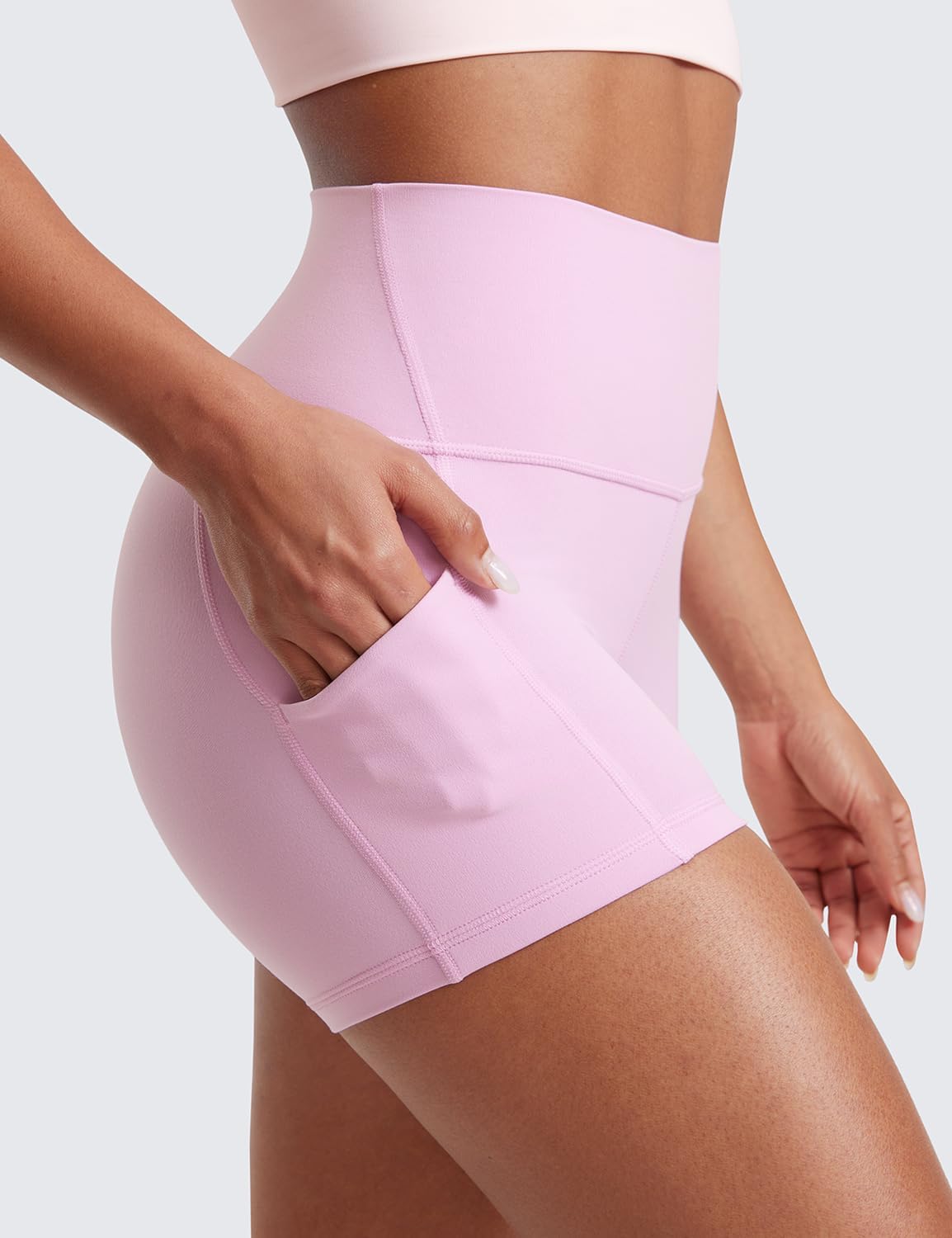 CRZ YOGA Womens Butterluxe Biker Shorts with Pockets 3 Inches - High Waisted Volleyball Workout Athletic Yoga