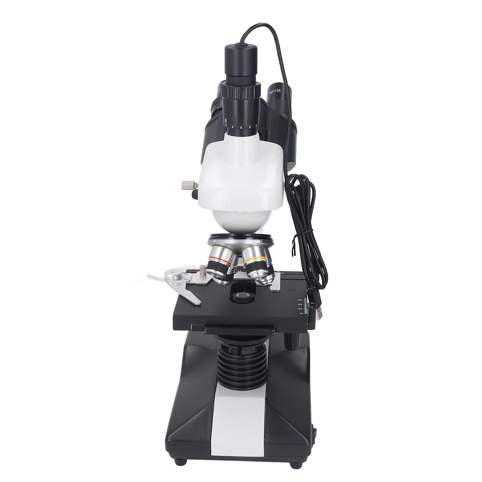 Acouto Microscopio Trinocular 40X a 5000X 5MP Oculares Electrónicos Microscopio Biológico Profesional de 45 Grados para Laboratorio WF10X WF50X Lente 4X Trinocular Compuesto