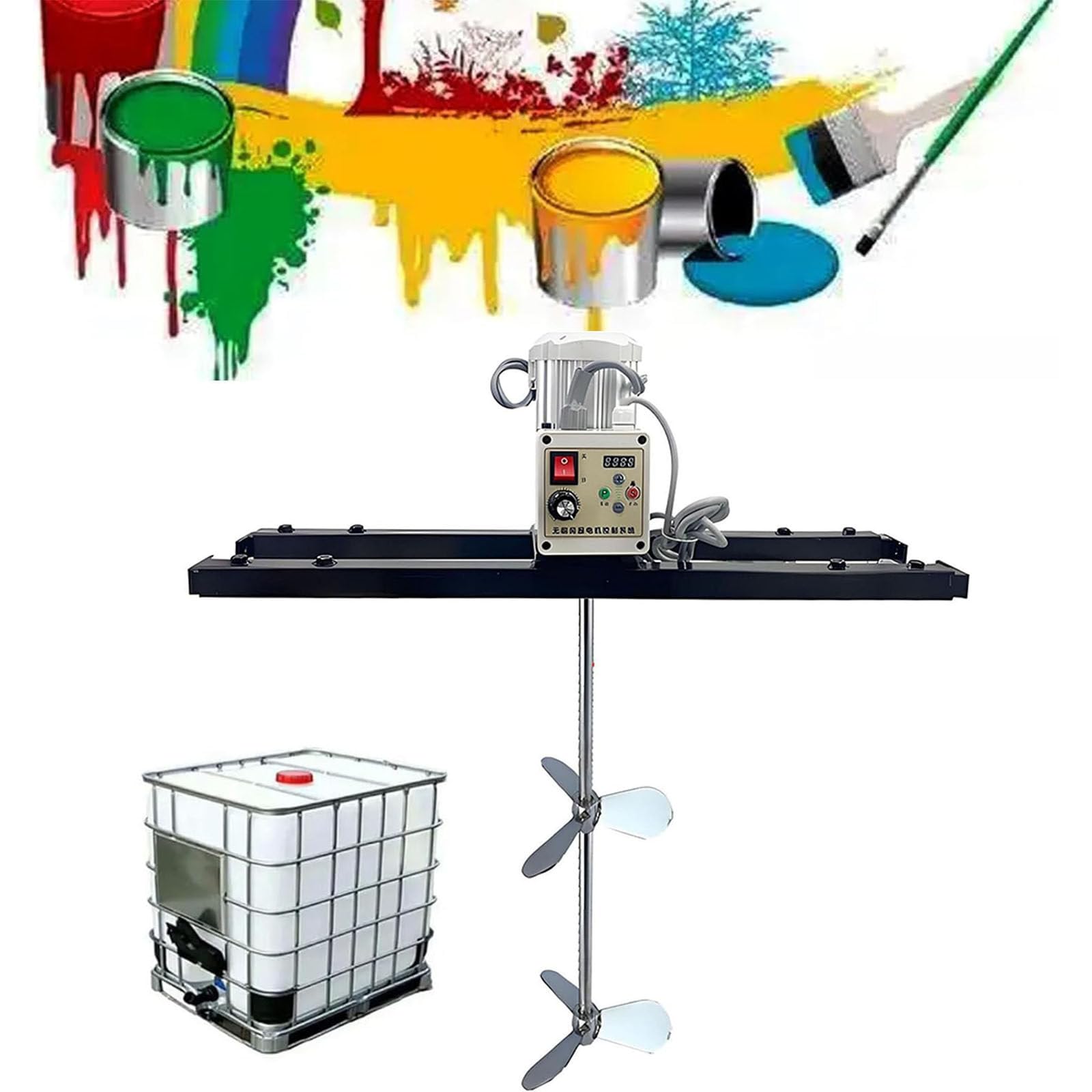 YNBSHGAA Electric Stirrer for IBC Tank, 1000 L Paint Mixing Machine with Adjustable Stainless Steel Rod and Impeller for IBC Barrels, Open Barrels,TypeB