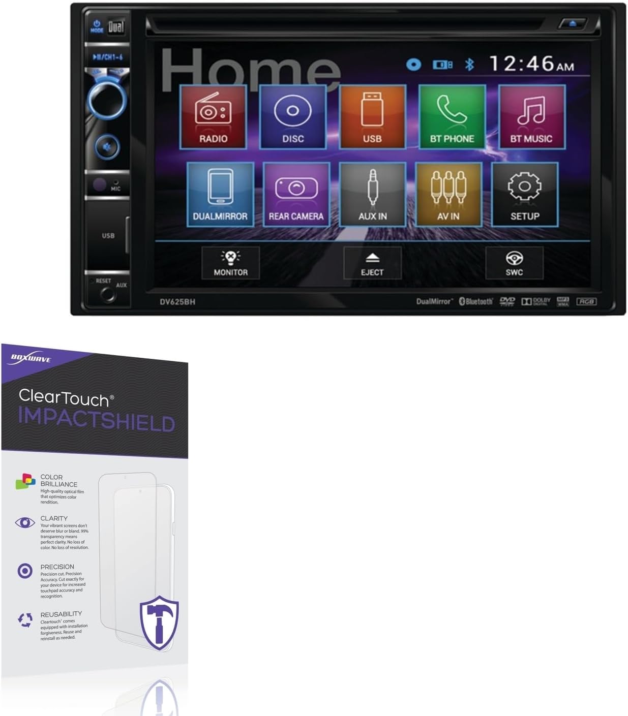 BoxWave Screen Protector Compatible With Dual Electronics DV625BH - ClearTouch ImpactShield (2-Pack), Impenetrable Screen Protector Flexible Film