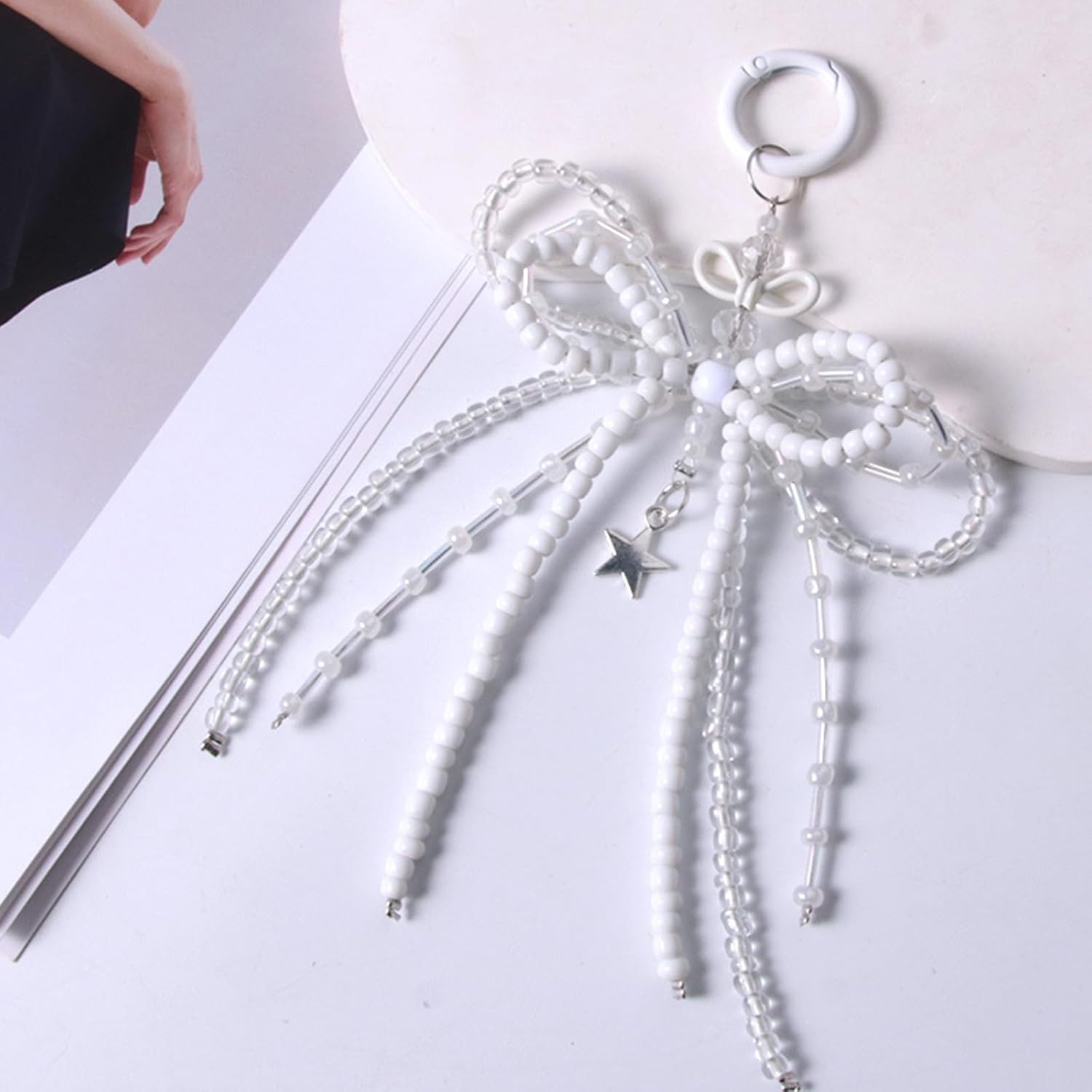 Bow Keychain for Women Beaded Bowknot Bag Charm Cute Bag Charms for Handbags Christmas Jewelry Gifts - Image 7