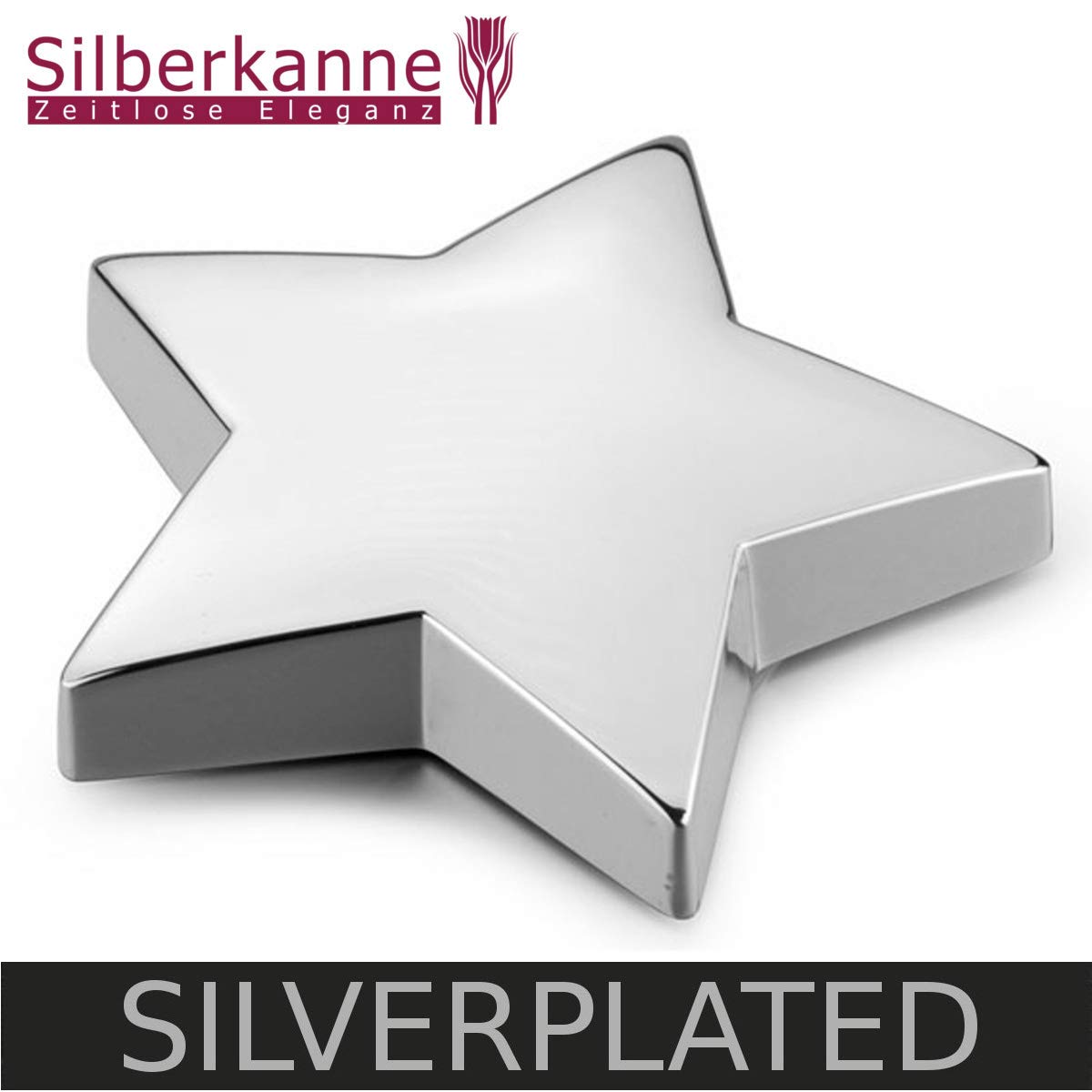 Fermacarte a Forma di Stella, 11 x 10 x 2,5 cm, Argento Placcato Argento