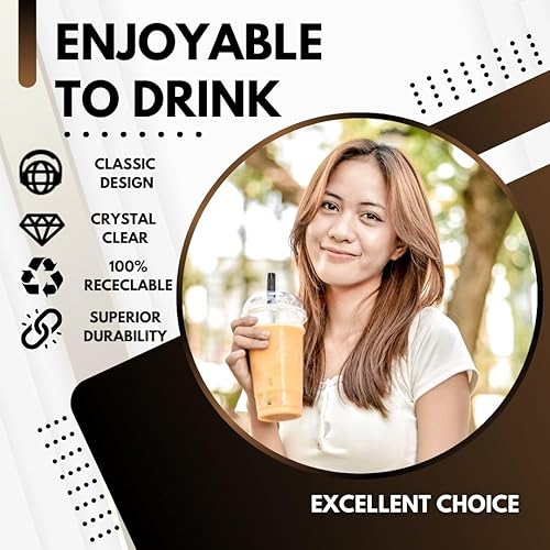 Vista 16 de Green Direct Vasos de plástico desechables transparentes de 8 onzas con tapas para café helado, té de burbujas Boba, bebidas frías y batidos