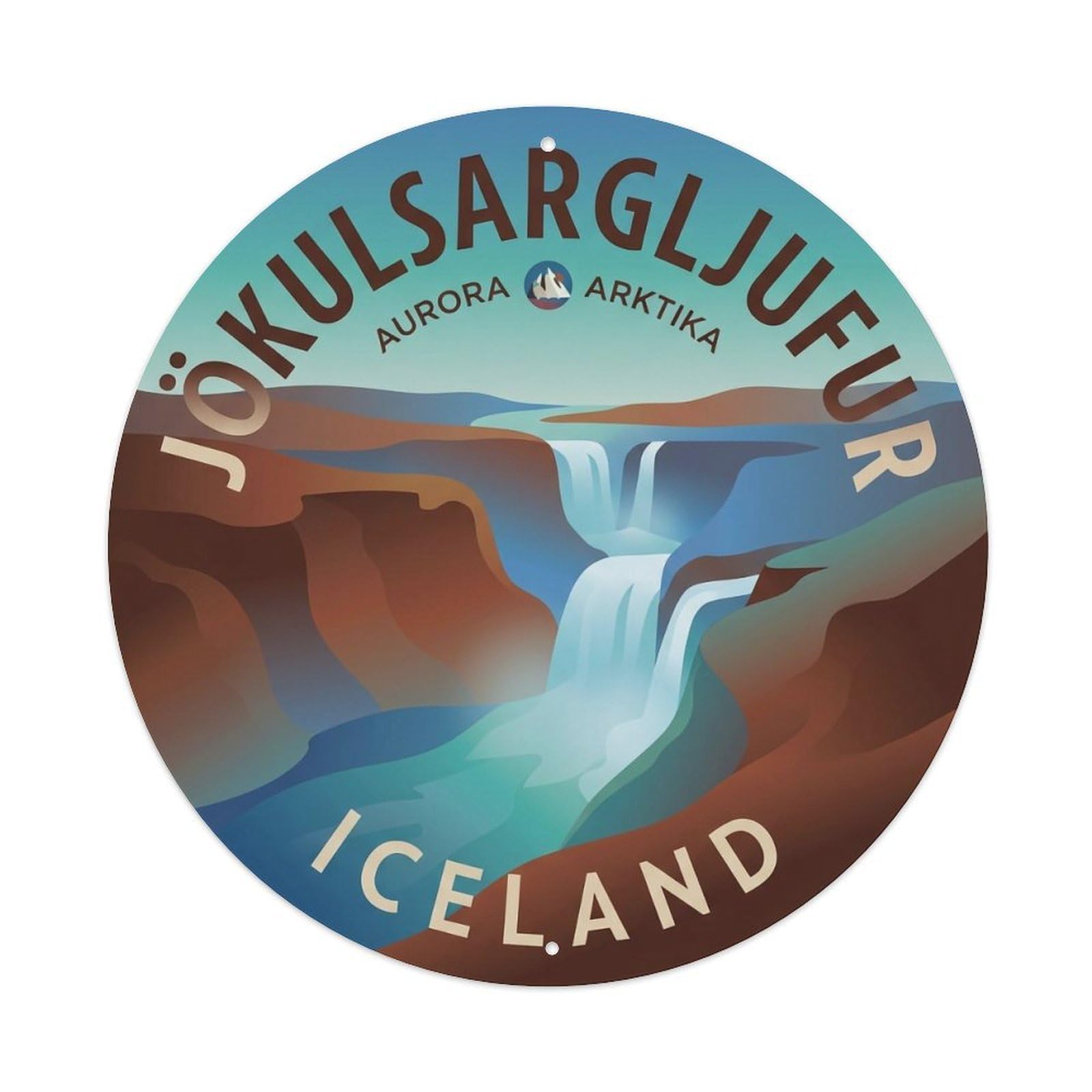 Vintage Travel Jokulsargljufur Iceland Canyon Metal Tin Sign