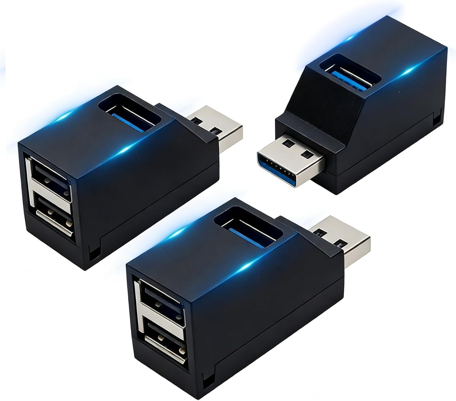 3pcs Mini USB Hub 3 Port USB 3 Hub USB Splitter Hub USB Splitter 3.0 Compact for Laptop Desktop PC Accessories 3 Port U-SB 3.0 Hub for Data Transfer and Power Supply