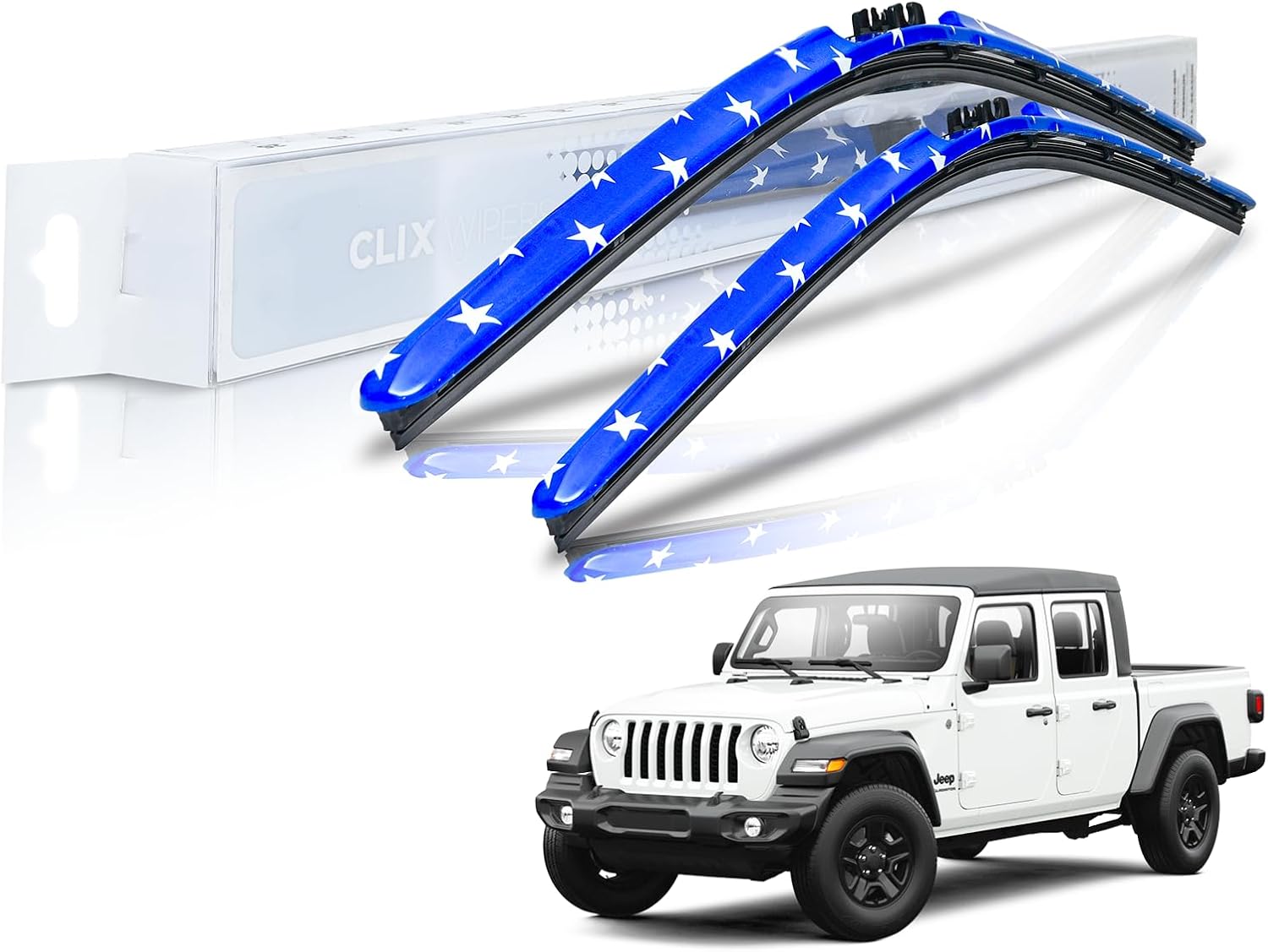 Clix Wipers Jeep Gladiator (16"/16") Patriotic Stars Windshield Wiper Blades, All