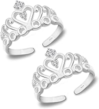 Parnika Exquisite Crown Design Silver Toe Rings in Pure 92.5 Sterling Silver for Women | Chandi Bichiya | With Certificate of Authenticity | Metti |