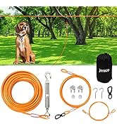 jenico Dog Tie Out Cable - 50ft Overhead Trolley System for Dogs up to 125lbs - Heavy Duty Dog Ca...