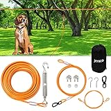 jenico Dog Tie Out Cable - 50ft/70ft/100ft Overhead Trolley System for Dogs up to 250lbs - Heavy Dut