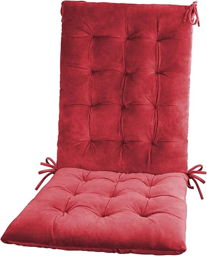 ELFJOY Cojines de tela de lijado de color sólido para silla mecedora, juego de almohadillas para silla mecedora (V-GraceRed)