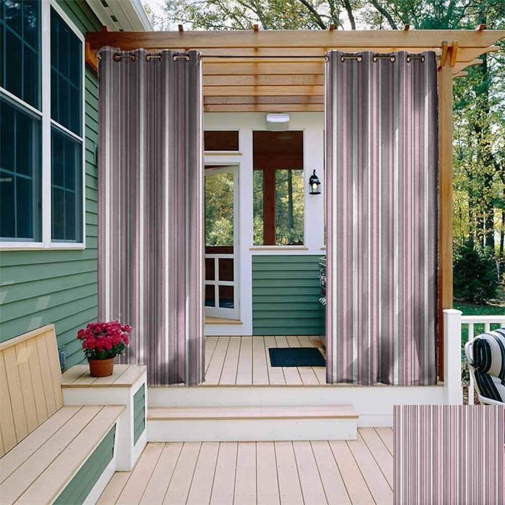 Pergola Curtain Geometric Stripes Pattern Modern Art Inspired Abstract Geometric Vertical Lines curtains for living room W72"x L108" Warm Taupe Pink White