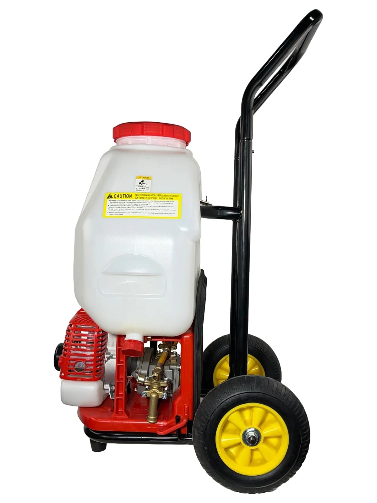 X-30 Fumigadora Pulverizador a Gasolina 2T (27 CC, 1,5 CV) con Mangueras 2m y 10m, Carro y Lanza Regulable – Sulfatadora Eficiente para Jardín y Agricultura – Instrucciones en Castellano.