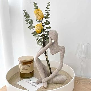 Dnoifne Sandstone Resin Thinker Statue (Right, Small) - Abstract Modern Sculpture for Home Office Desk Decor & Housewarming Gift