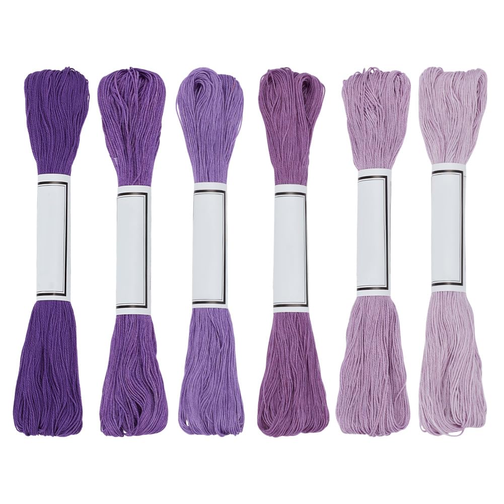 FREEBLOSS 6pcs Sashiko Thread 6 Skeins 100% Cotton 6 * 50m(55yds) Japanese Embroidery Sashiko Threads for Hand Sewing Thick Cotton Thread for Quilting Hand Sewing Embroidery Supplies, Purple — image 1