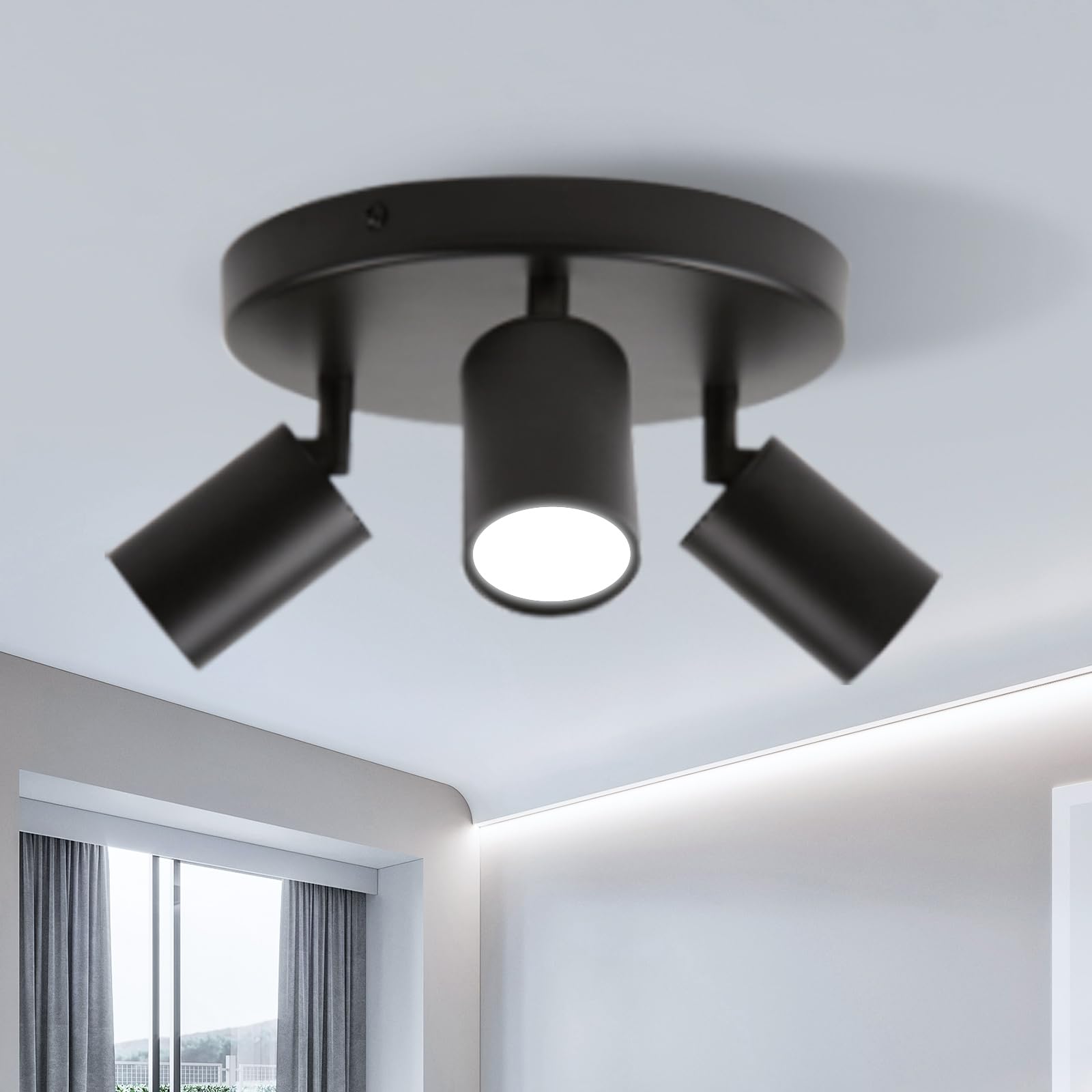 CANMEIJIA Led Ceiling Spotlights Black Ceiling spot Lights 3 Spotlight GU10 Kitc