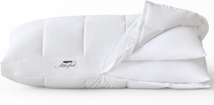 Down Pillows King Size Set of 2, Adjustable Pillows with 2 Layers, Bed Pillows with Cotton Cover, Suitable for Side, Back, and Stomach Sleepers18x34