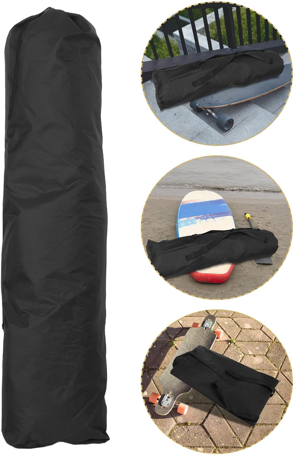 PRETYZOOM Skateboard Backpack with Waterproof 600d Fabric, Thickened Longboard Carry Bag 38x122cm, Portable Rolling Skateboard Travel Sack with Adjustable Shoulder Straps for Students
