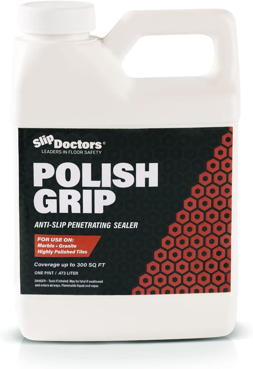 SlipDoctors Polish Grip Non-Slip Floor Coating and Sealant for Highly Polished Marble, Granite and Tiles, Pint, Clear