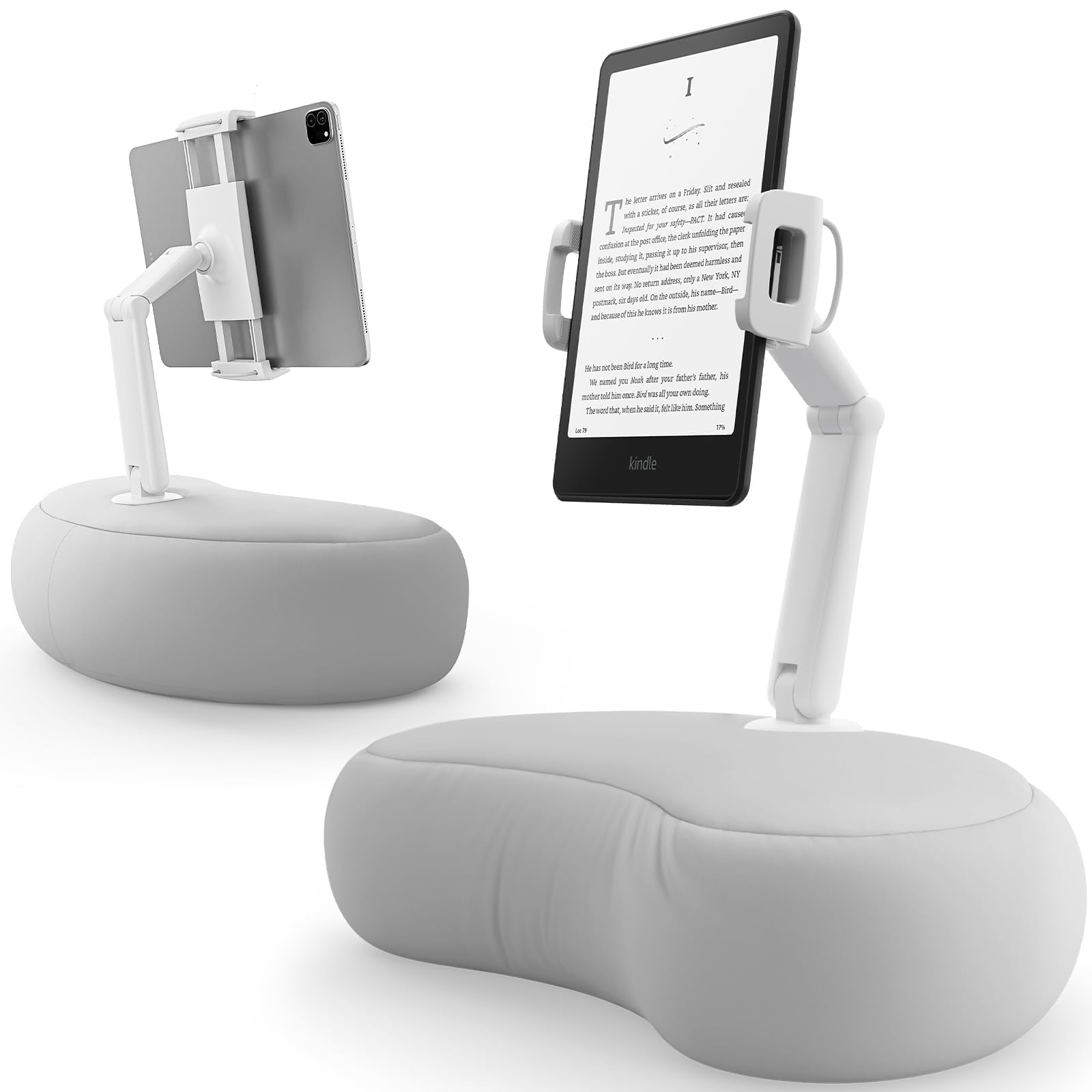 SAIJI Coussin Support pour tablette, support ipad réglable à 360° pour le lit avec bras double axe flexible, support lit pour iPad, iPhone, Kindle, Moniteur portable et tous les appareils de 4,7-15,6"