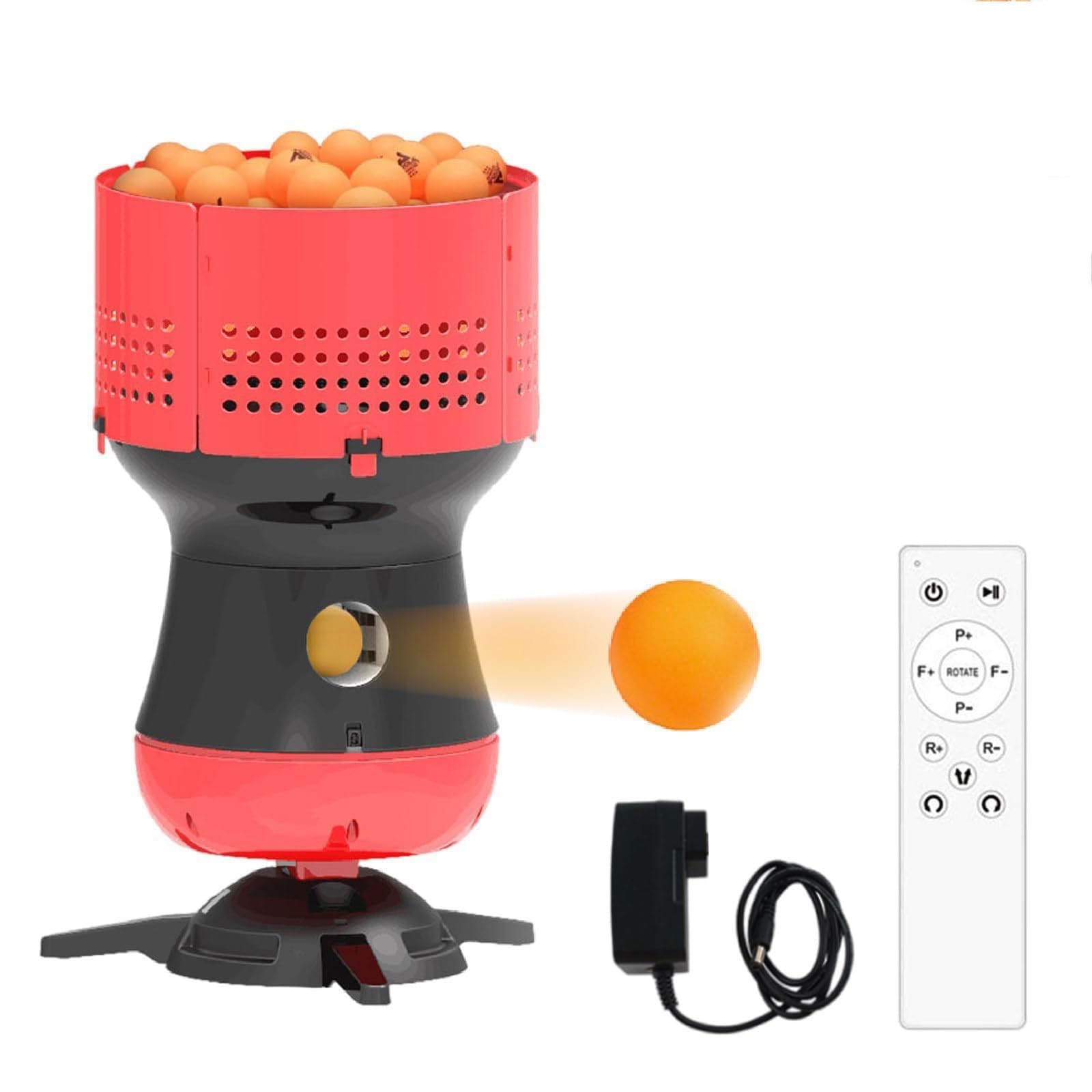 Robot de tenis de mesa, lanzador automático de pelotas de ping pong con control remoto, velocidad y frecuencia ajustables, función fija/giratoria/giratoria para entrenamiento en solitario