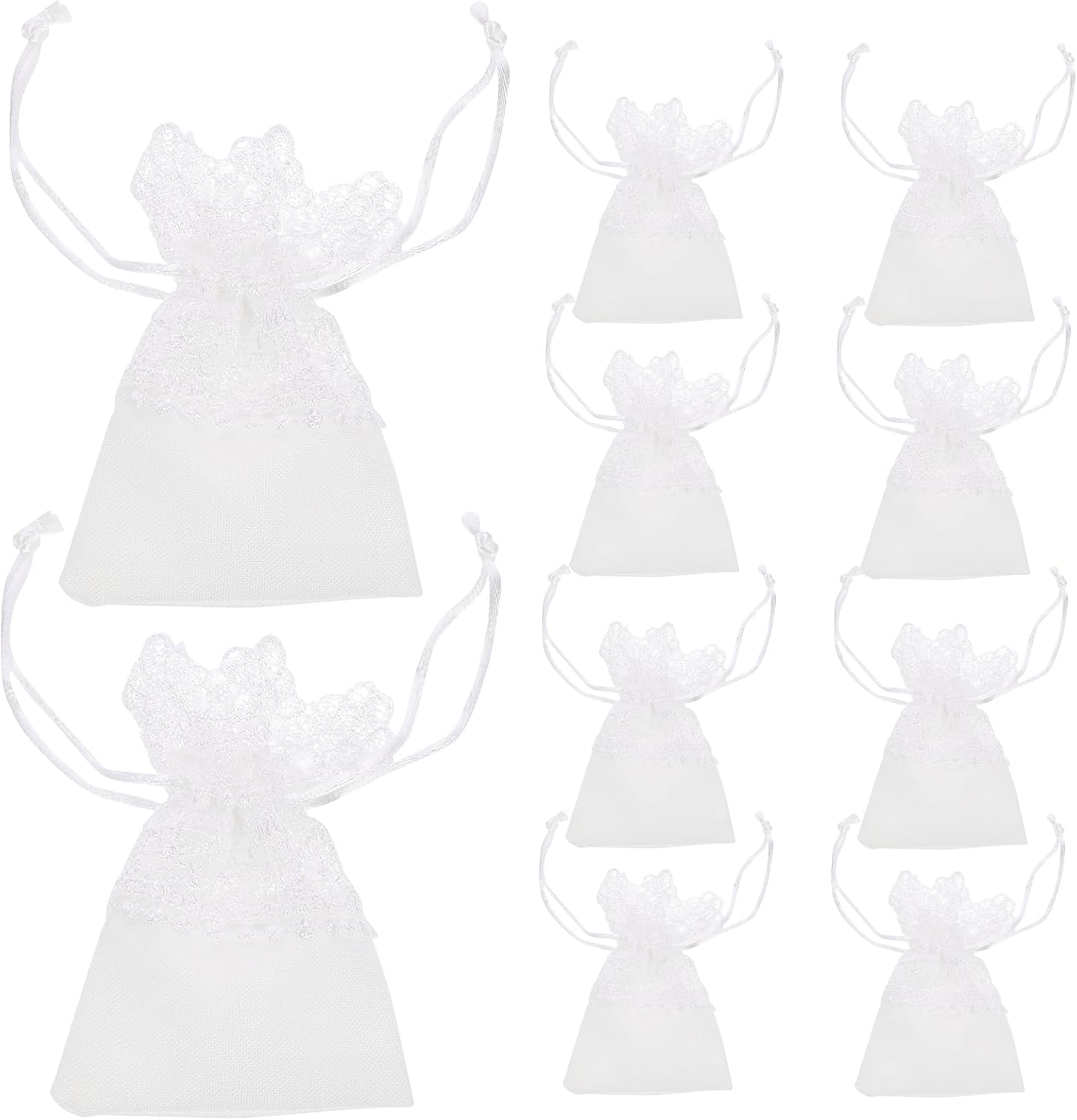 ABOOFAN 50 pcs clear jewelry bags travel makeup bags wedding purse clear bag small jewelry drawstring cloth christmas drawstring treat white lace package bride