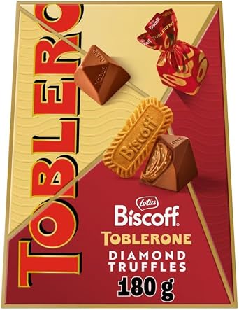 Lotus Biscoff Toblerne Diamond Truffles 180g | Milk Chocolate Truffles with Biscoff Biscuit & Spread | Chocolate Gift Box