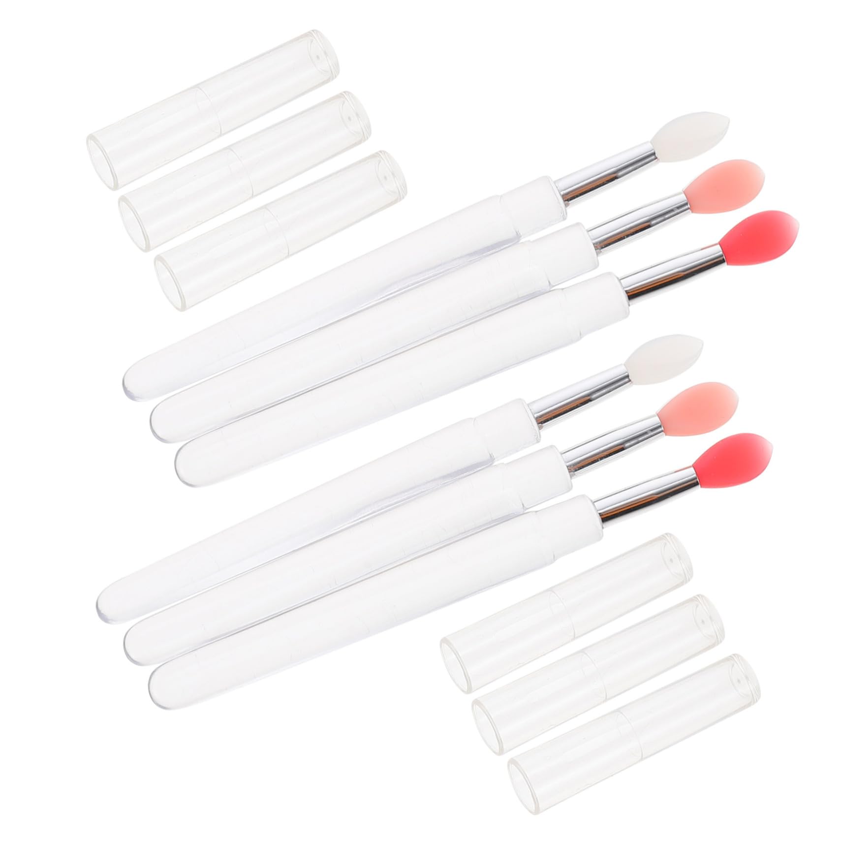 Gogogmee Silicone Lip Brush with Lid 6 Pcs Lipstick Applicator Set for Women Compact Portable Lip Beauty Device