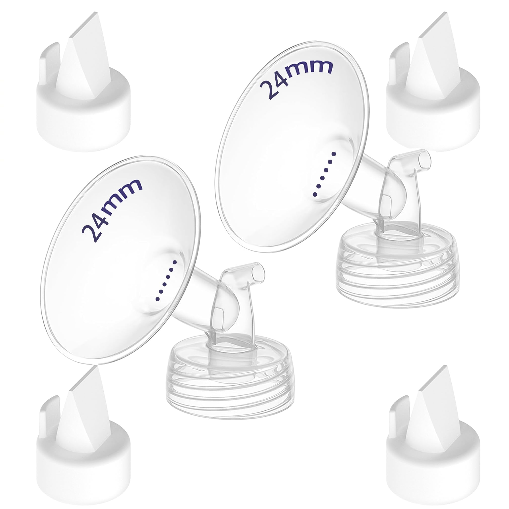 24mm Flange and Duckbill Valve Compatible with Spectra S1 S2 9 Plus, Include 2-Pack 23MM Flanges and 4-Pack Duckbill Valves, Not Original, Replace Accessories