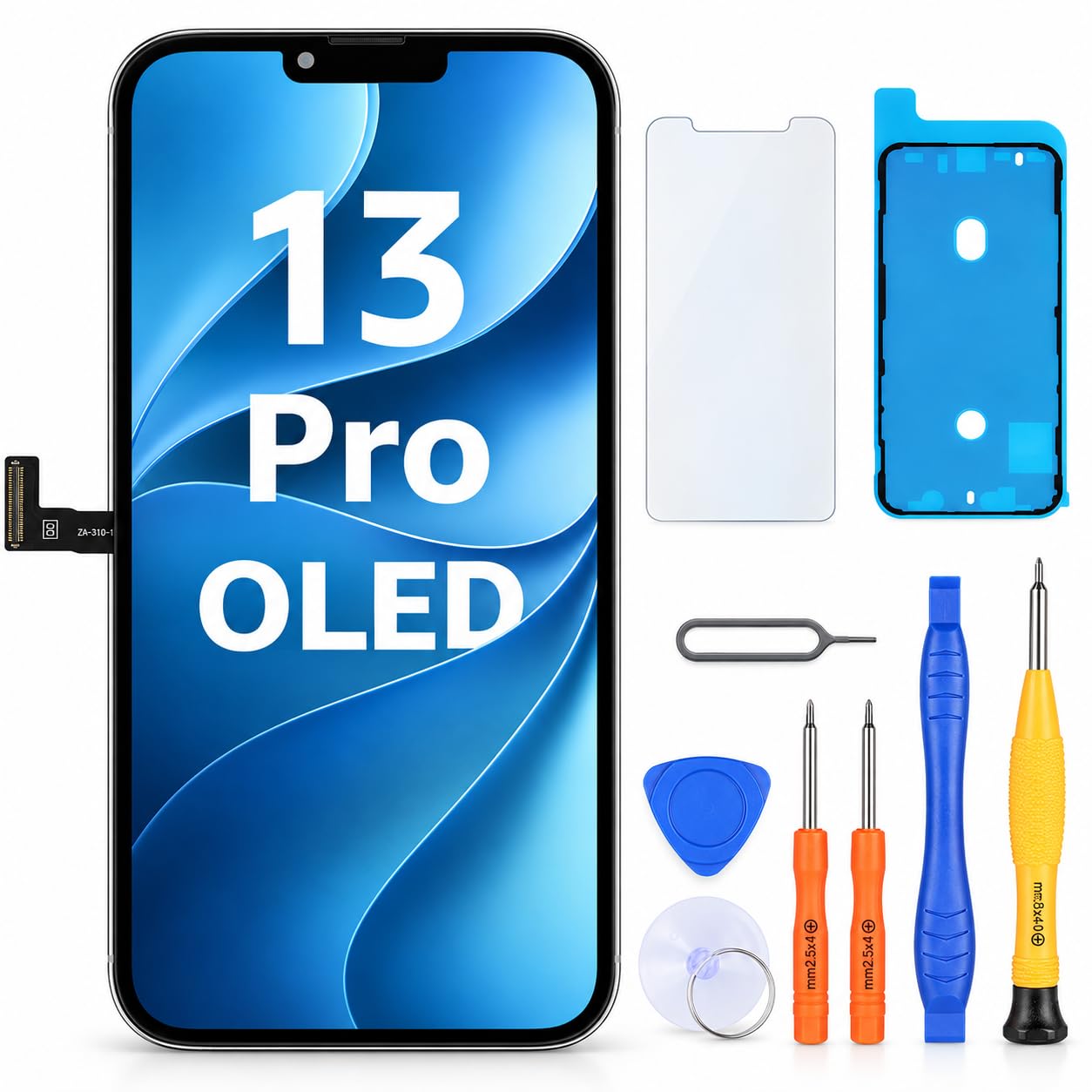 LL TRADER Schermo per iPhone 13 Pro 6.1" OLED Sostituzione e Kit | Supporto per Schermo FHD con 3D Touch e Digitalizzatore, Dotato di Nastro Adesivo Impermeabile e Pellicola Protettiva