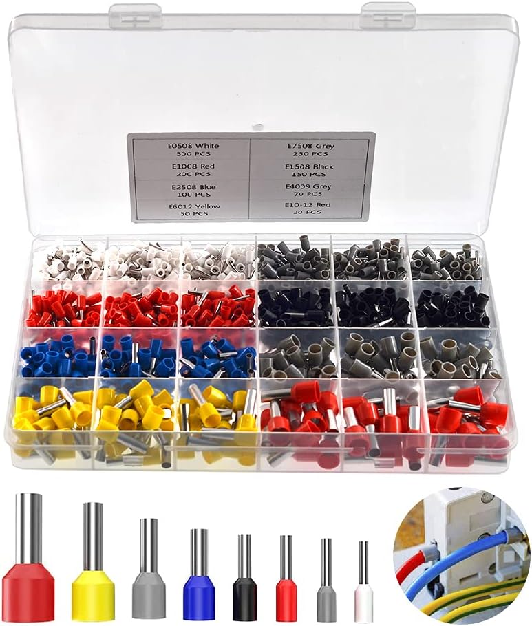 YIXISI 1150 pieces wire end ferrules assortment, crimping connectors for wire terminals and ferrules, insulation sleeves set, AWG 28-7, 0.08-10 mm²