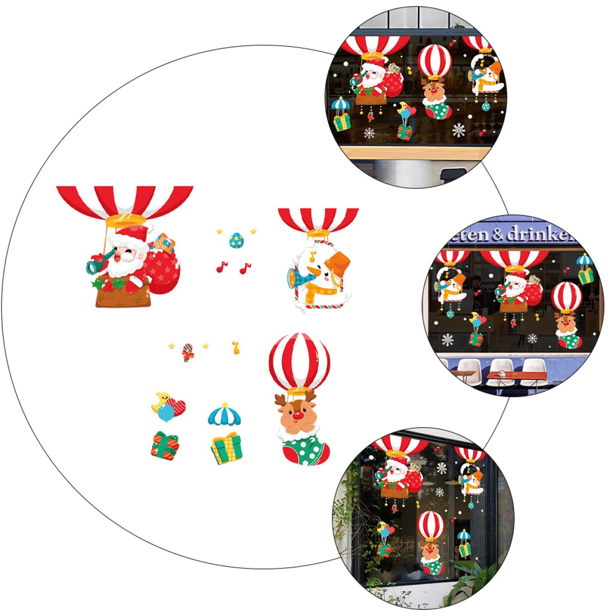PRETYZOOM 3 Juegos Pegatina Ventana Navidad Papa Noel Christmas Xmas Etiquetas Adhesivas De Polivinilo 2 Piezas * 3