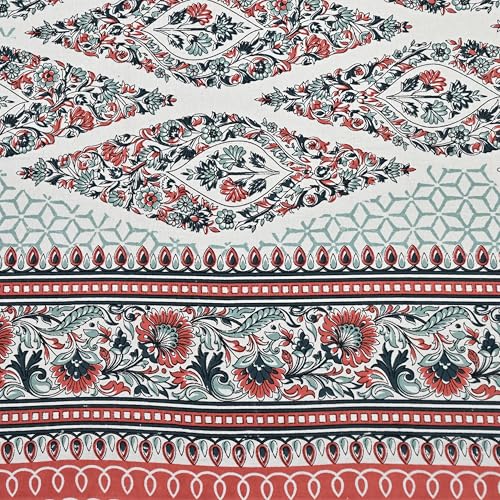 Image of 100% Cotton Single Bedsheet with 1 Pillow Cover | 240 TC Pure Cotton Flat Bed Sheet | Traditional Jaipuri Printed Bedding Set | Soft & Breathable | 60 x 90 Inch (Rangmahal Single 29)