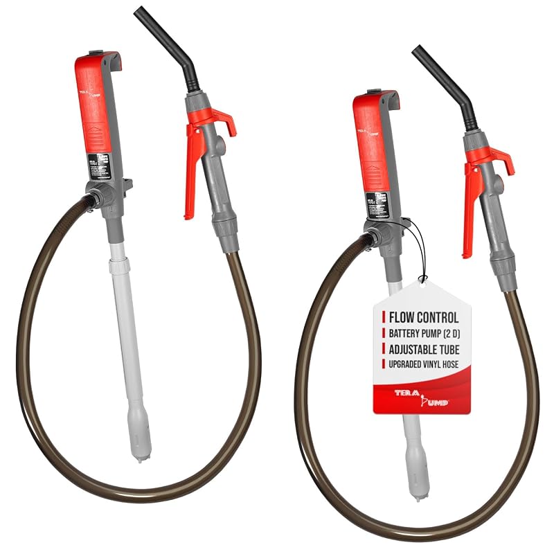 Bomba Elétrica a Bateria para Transferência de Combustíveis TERA PUMP TREP01-T com Bico de Parada Rápida, Kit com 2
