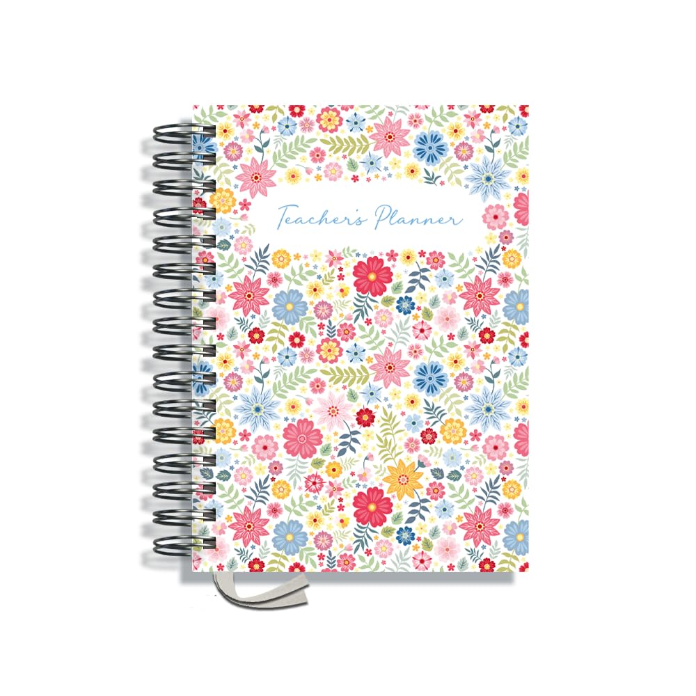 Teacher Planner 2026-2027 A5 size by Pirongs | 5 Lesson Planner for Teachers | Page a day | DATED, Hardback, Wiro-bound Teachers Planner - Ditsy — image 1