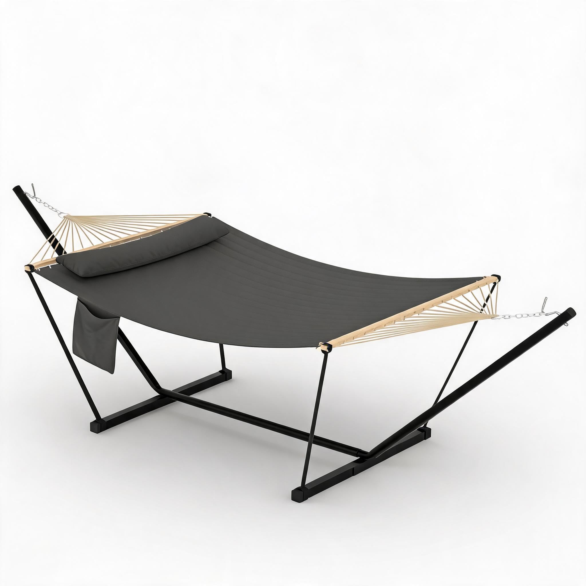 Hamaca doble con soporte de acero ajustable para 2 personas
