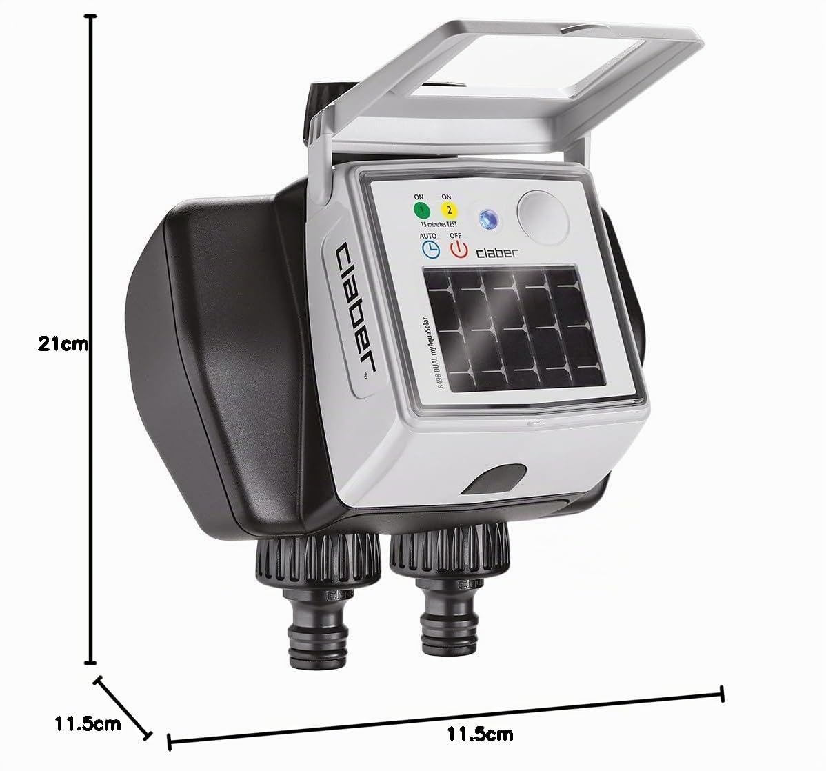 Claber Double myAquaSolar Programmeur de Robinet à Deux Voies avec Panneau photovoltaïque