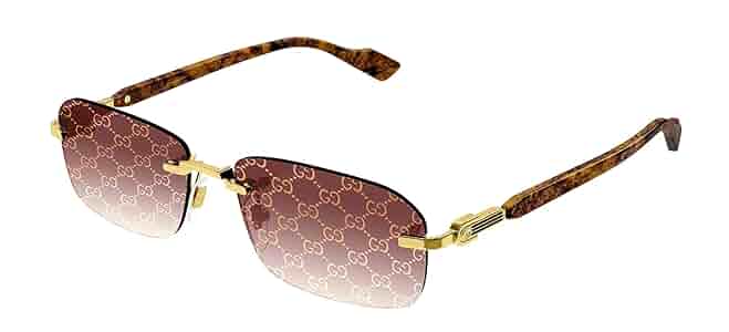Amazon.com: Gucci GG1221S 004 Gold/Red Rectangular Men's