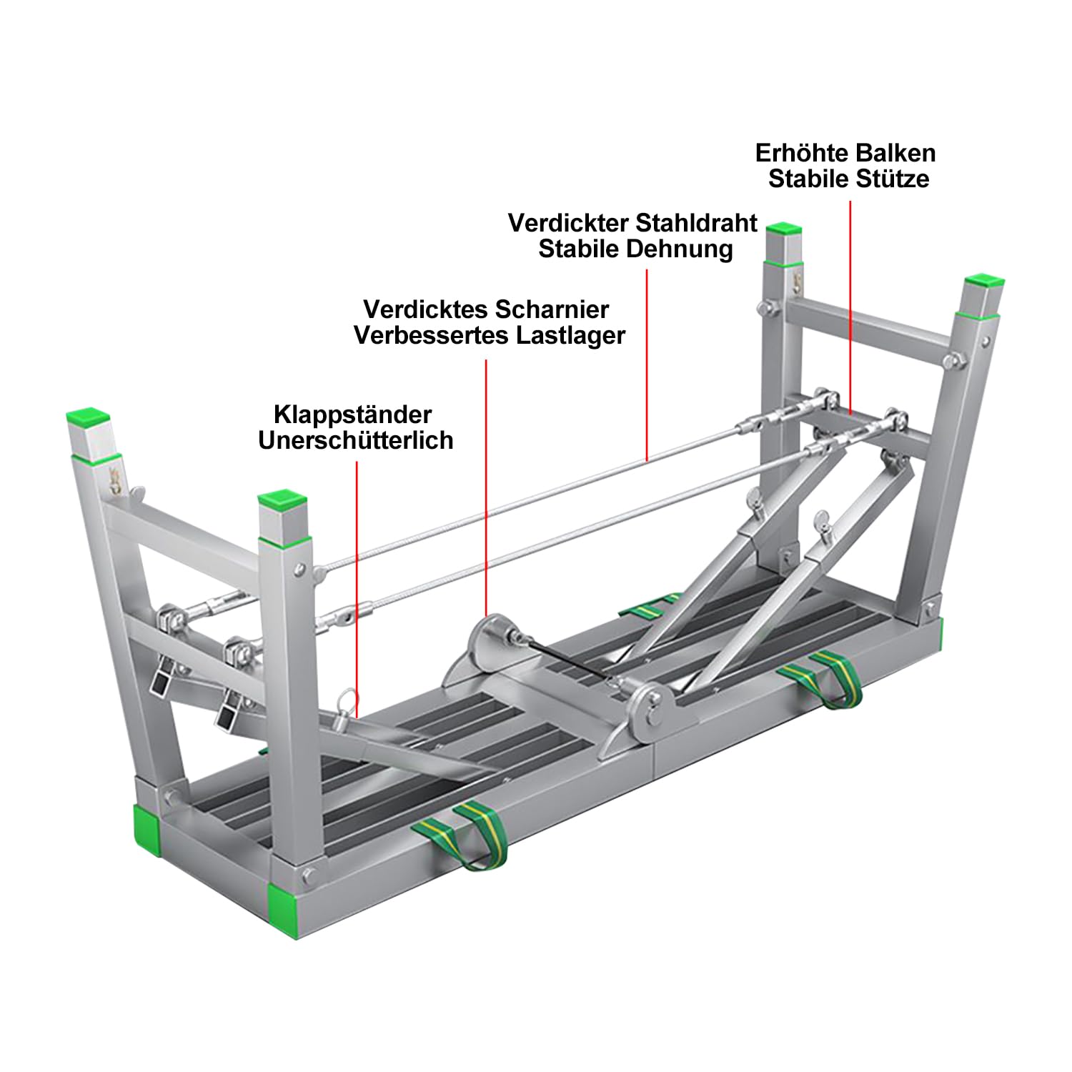 Verstellbare klappbare Arbeitsplattform, tragbares Gerüst, höhenverstellbares verzinktes Gerüst für Deckenreinigung, Malerarbeiten, maximale Belastung 360kg,180x37cm
