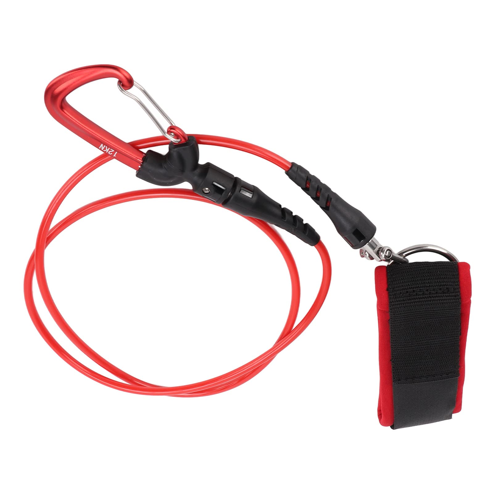 plplaaoo Freediving Cordino di sicurezza per immersioni subacquee con moschettone per sport subacquei, allenamento freediving e competizioni in acque profonde, in acciaio inox, 142 g