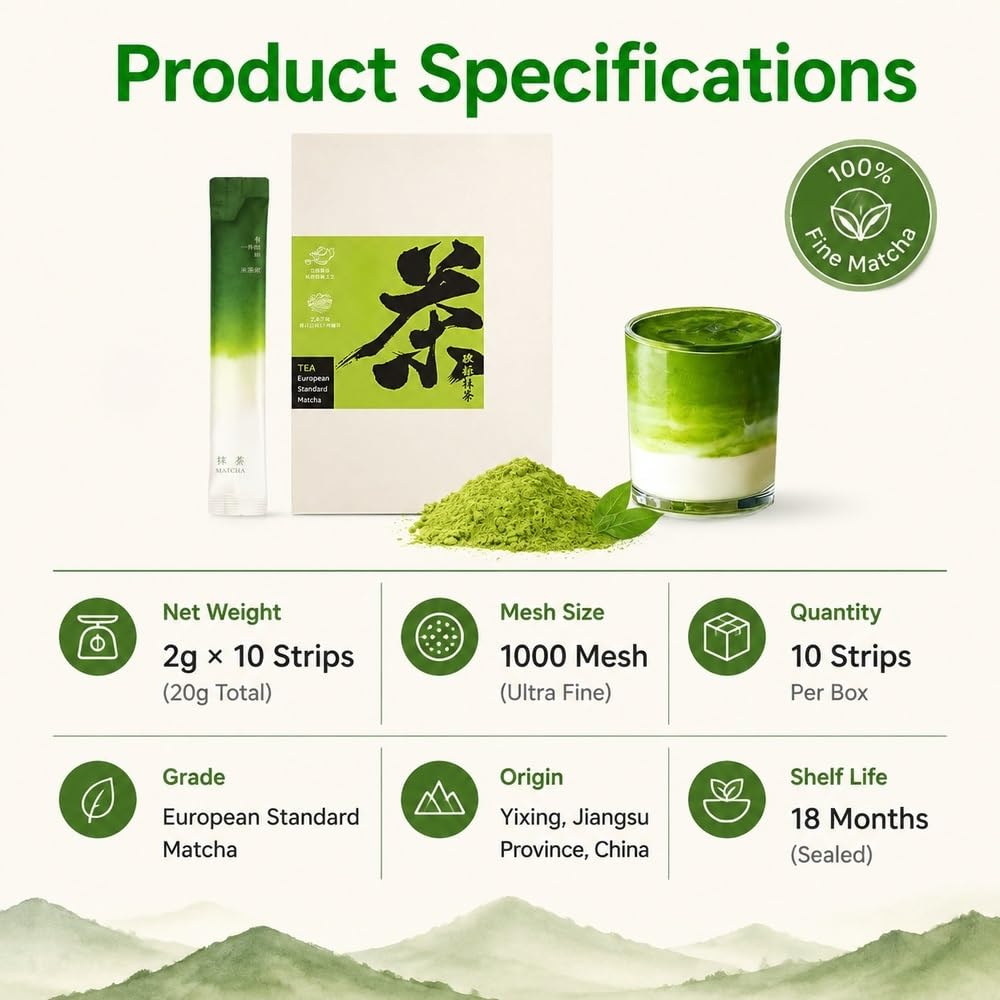 Standardowe ceremonialne pałeczki Matcha w proszku 5 torebek