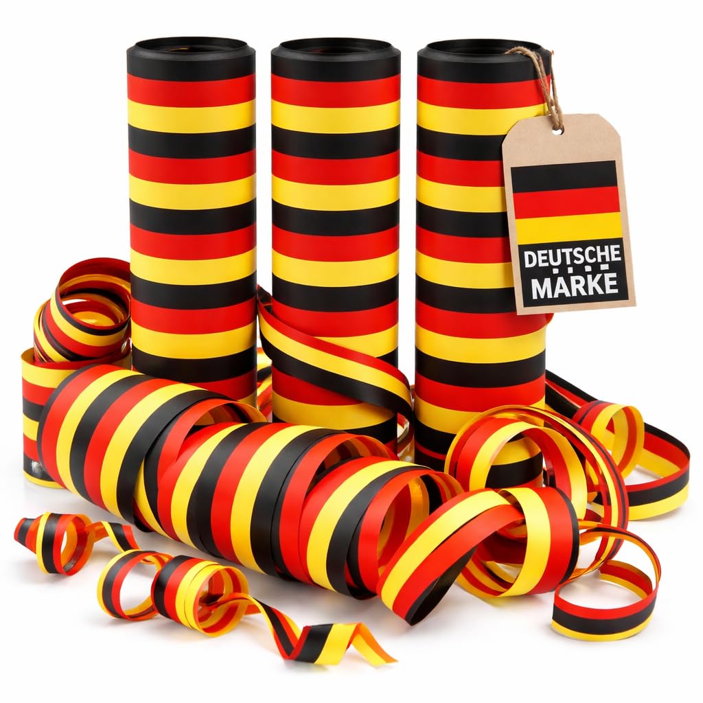 Carpeta 54 Luftschlangen Deutschland Deko WM 2026 Party Schwarz Rot Gold Flagge 3 Rollen
