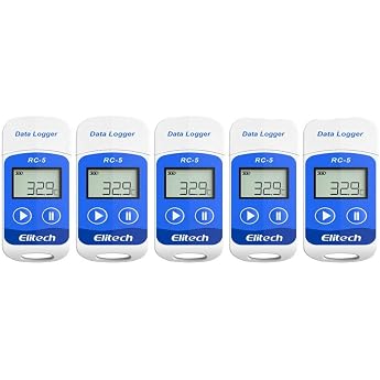 Elitech USB Temperature Data Logger RC-5 Temperature Logger Data Recorder 32000 Point Data Logger for Easy Temperature Recording and Analysis, Pack of 5